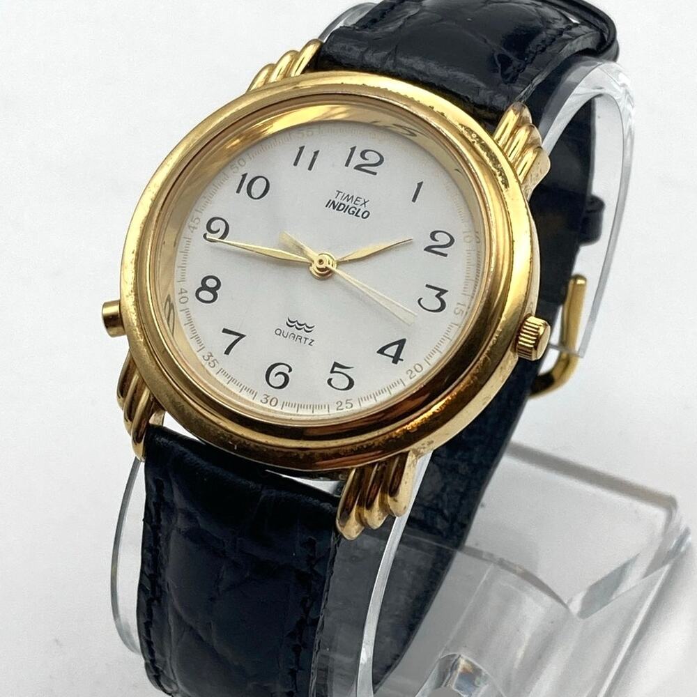 VTG Unique 90's Timex Indiglo Men's Watch 36mm - New Battery Adjustable WR